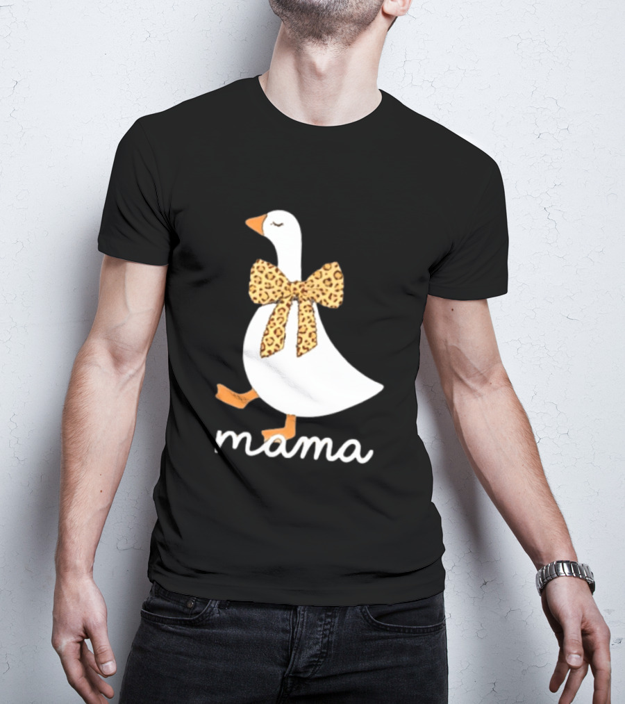 Leopard Bow Goose Mama Cute Animal Print T-Shirt