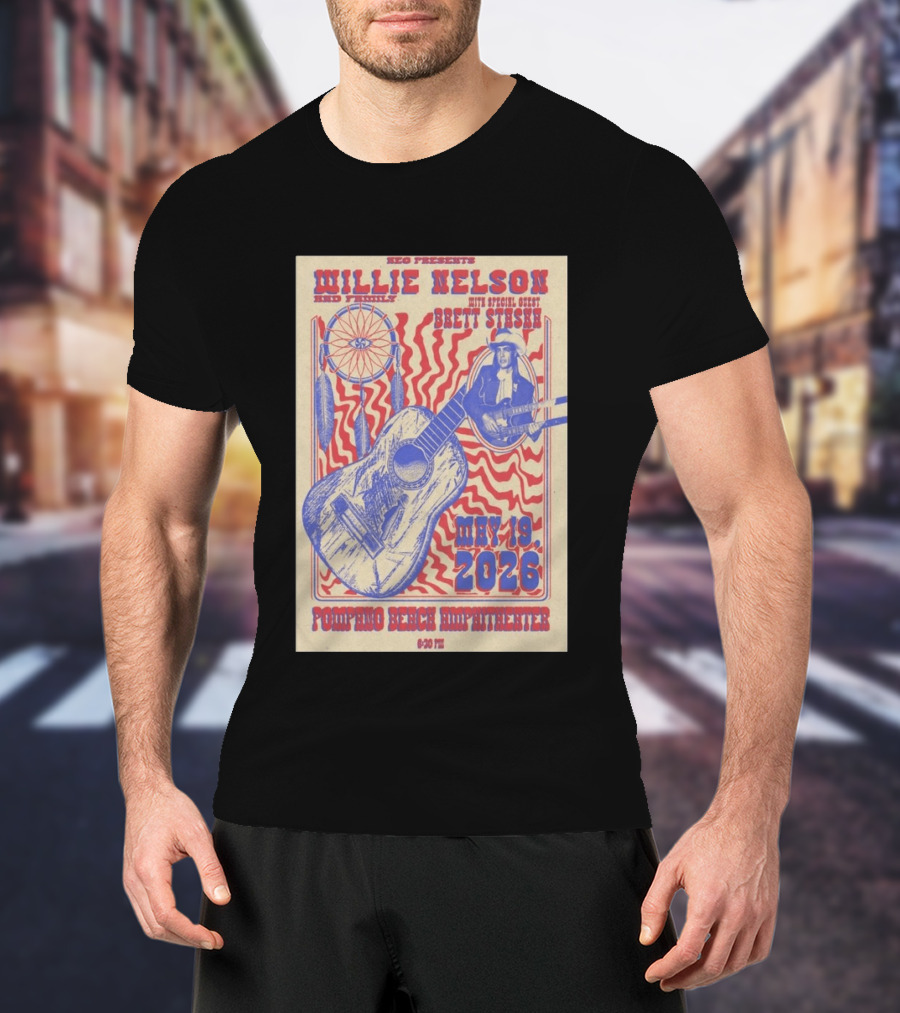 Willie Nelson Brett Stiesch Pompano Beach Amphitheater May 19 2026 T-Shirt