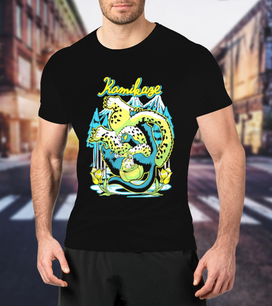 Kamikaze Dragon With Mountain And Lotus T-Shirt