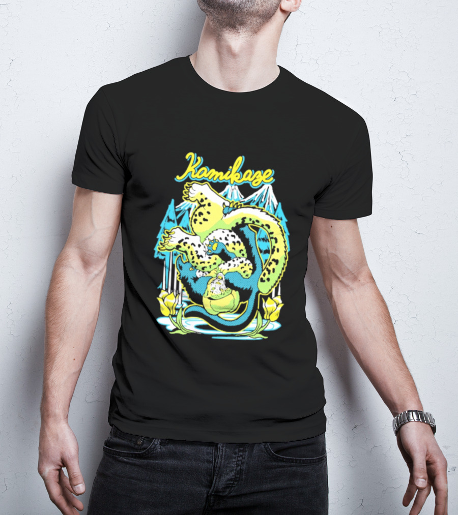 Kamikaze Dragon With Mountain And Lotus T-Shirt