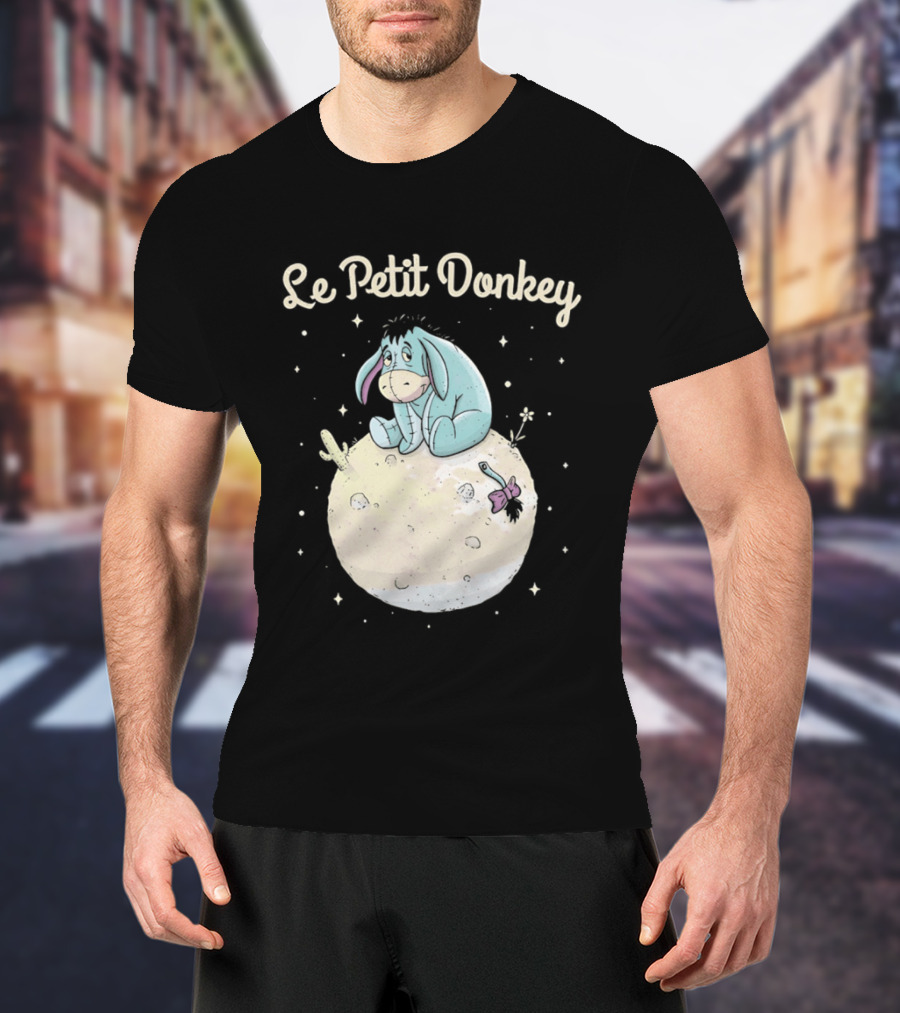 Le Petit Donkey Eeyore Sitting On Moon With Stars T-Shirt