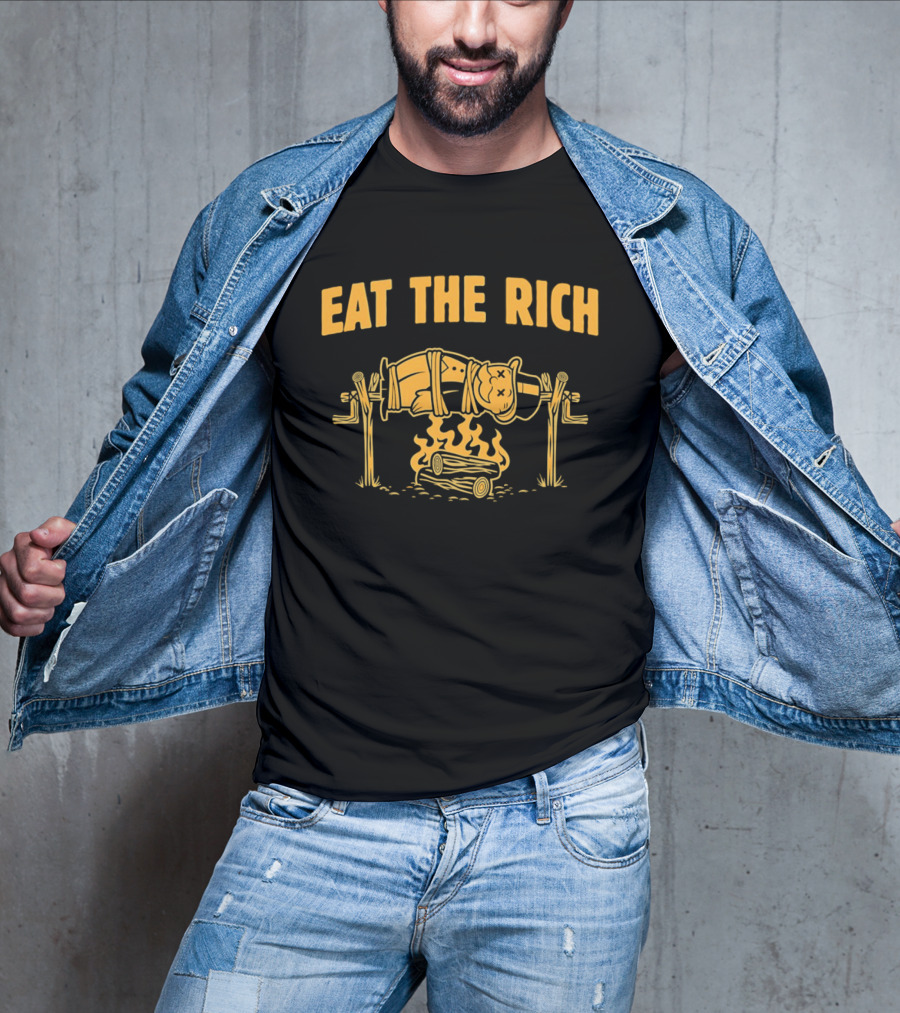 Rich Uncle Pennybags Eat The Rich Spit Roasted Humor Monopoly Man T-Shirt