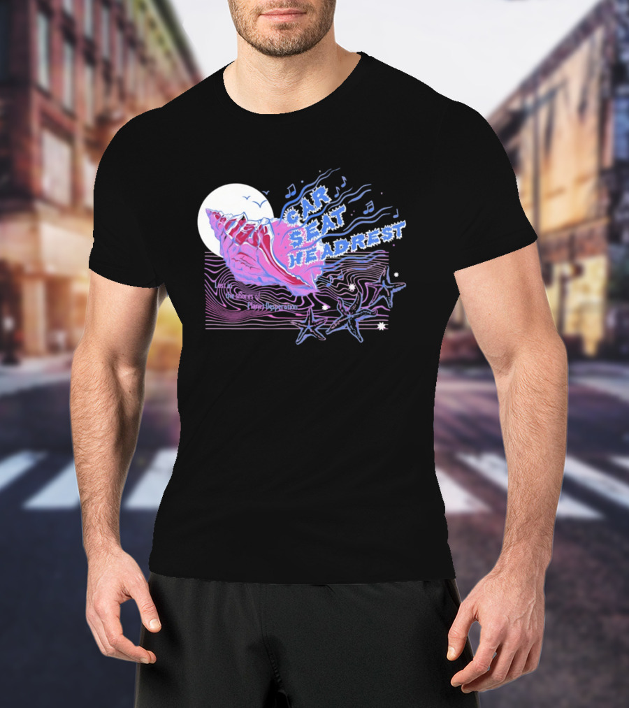 Seashell Car Seat Headrest Lost On The Shores Of Planet Desperation 2026 Moon And Stars Ocean Vibes T-Shirt