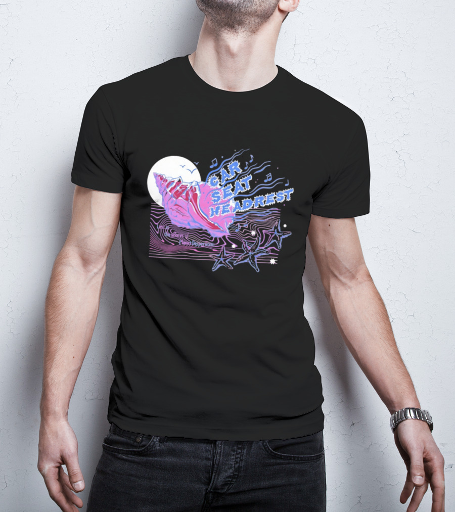 Seashell Car Seat Headrest Lost On The Shores Of Planet Desperation 2026 Moon And Stars Ocean Vibes T-Shirt