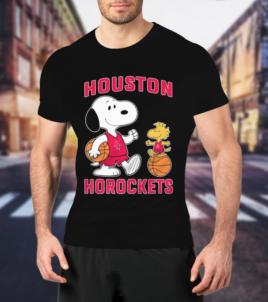 Snoopy Woodstock Houston Rockets Basketball Team T-Shirt