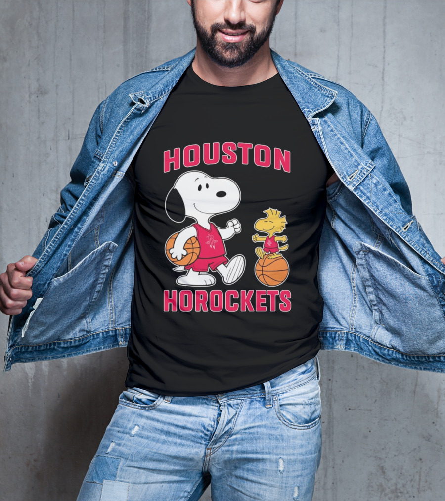 Snoopy Woodstock Houston Rockets Basketball Team T-Shirt