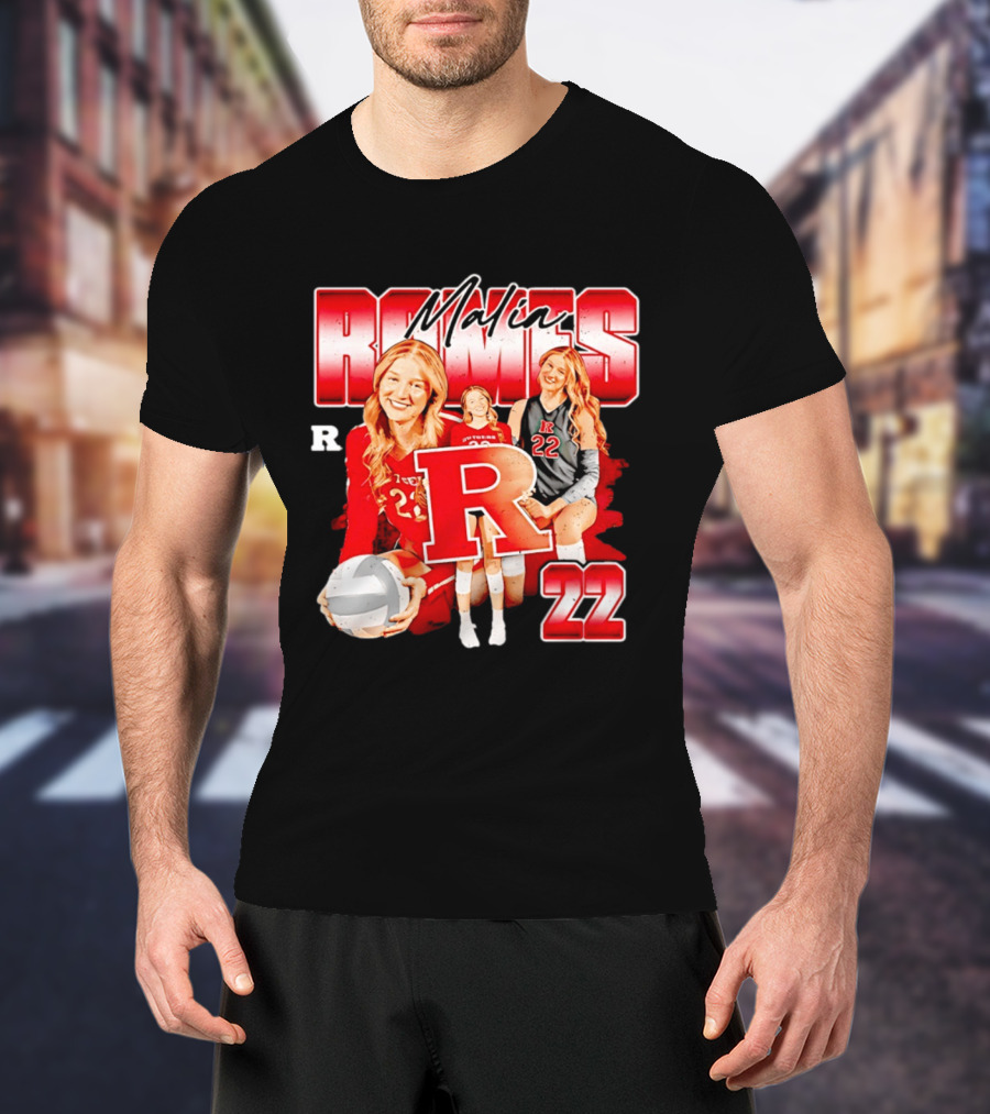 Malia Romes 22 NCAA Women's Volleyball Rutgers Team T-Shirt