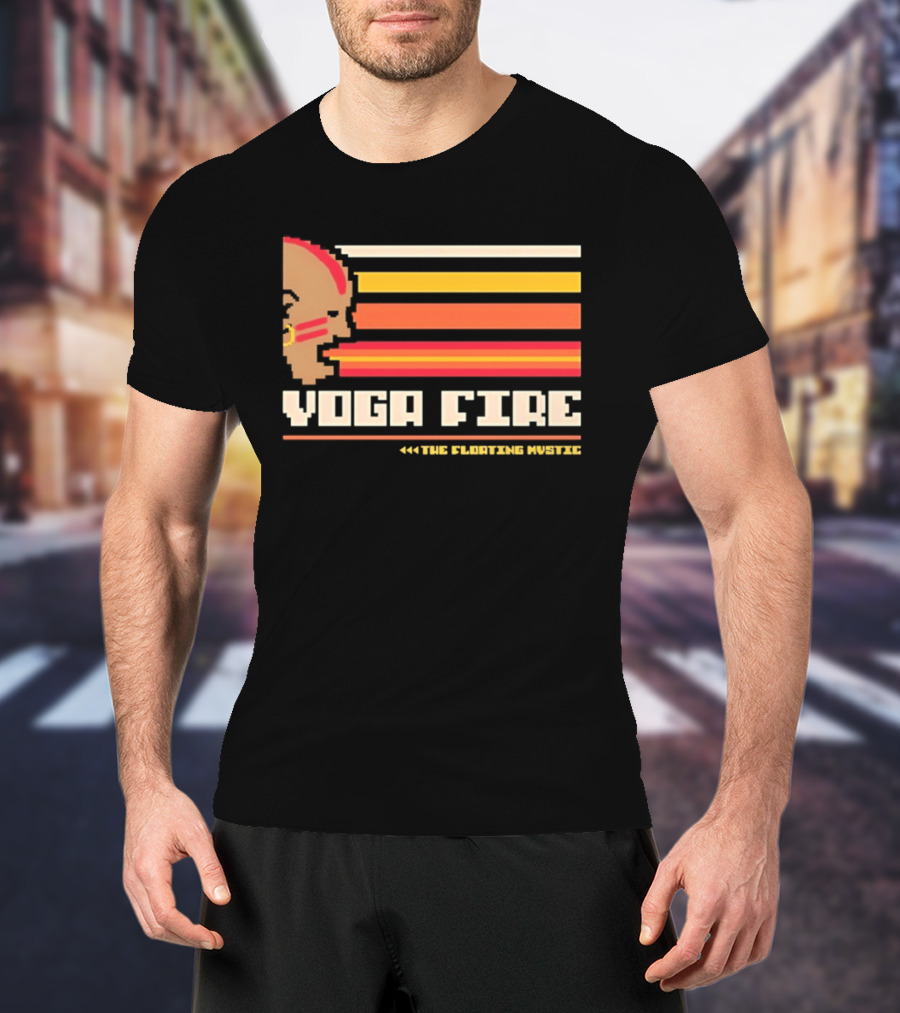 Yoga Fire The Floating Mystic Retro Pixel T-Shirt
