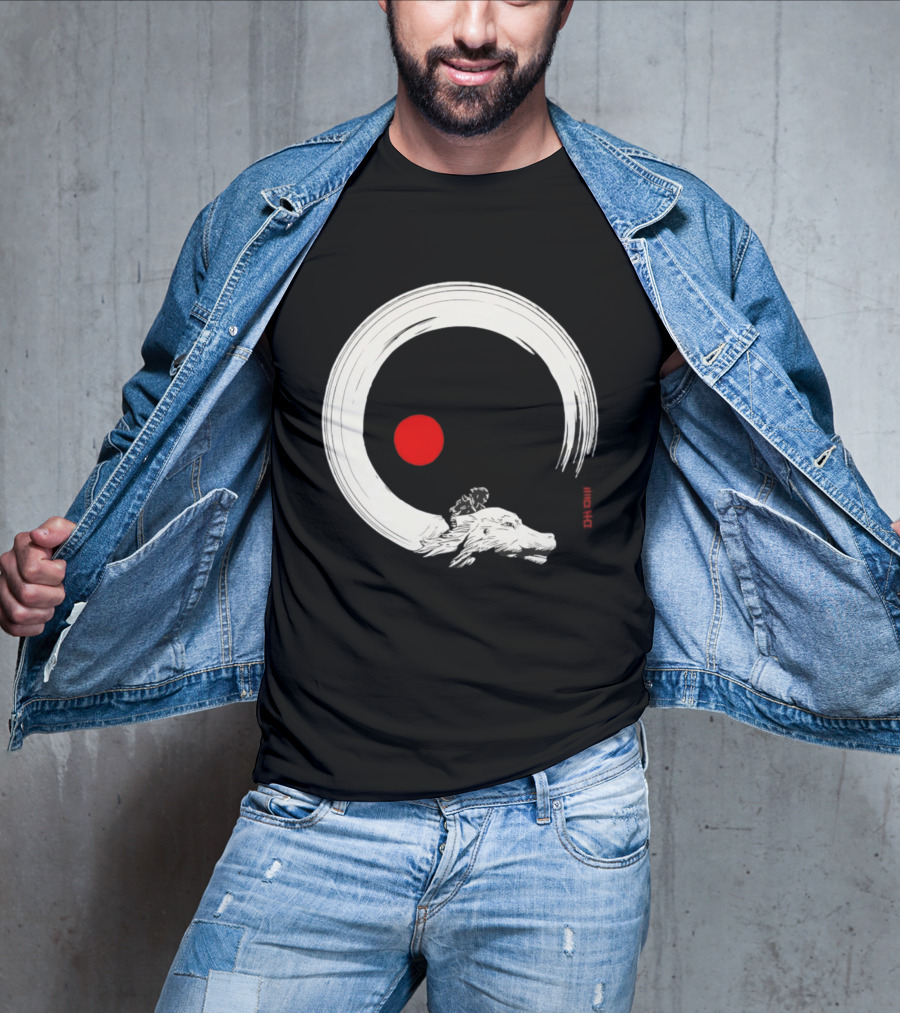 Never Ending Inks Atreyu Falkor The Neverending Story Japanese Enso Circle Red Dot T-Shirt