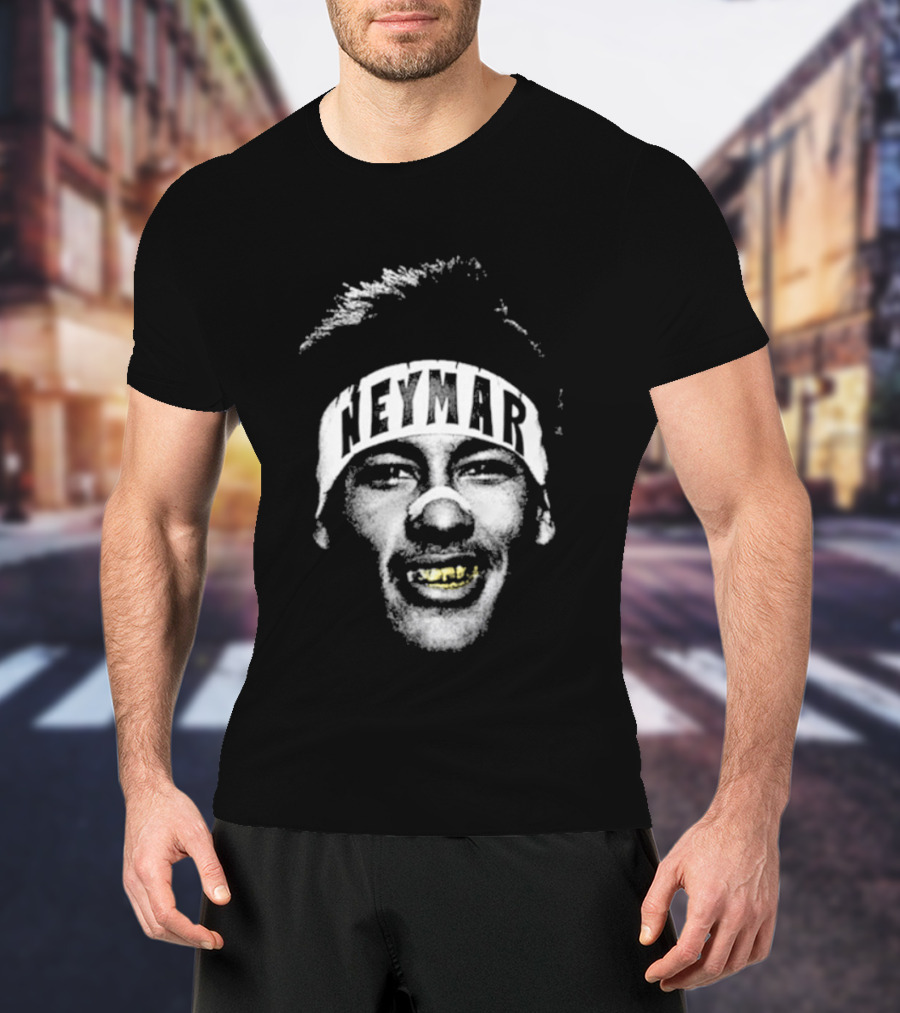 Neymar Headband Gold Grill Black And White T-Shirt
