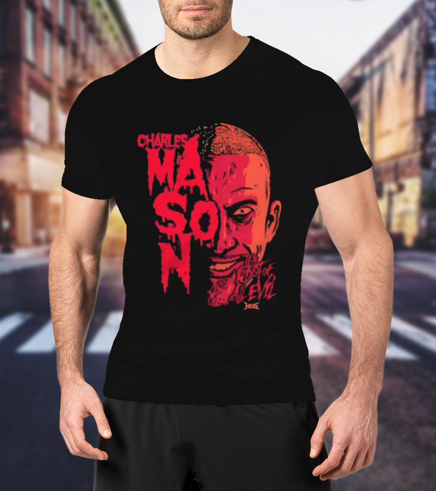 Charles Mason The Root Of All Evil Red Face T-Shirt