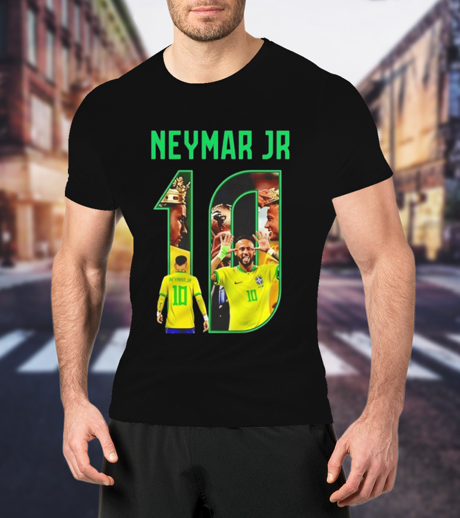 Neymar Jr 10 Brazil Soccer Iconic Celebration Images T-Shirt