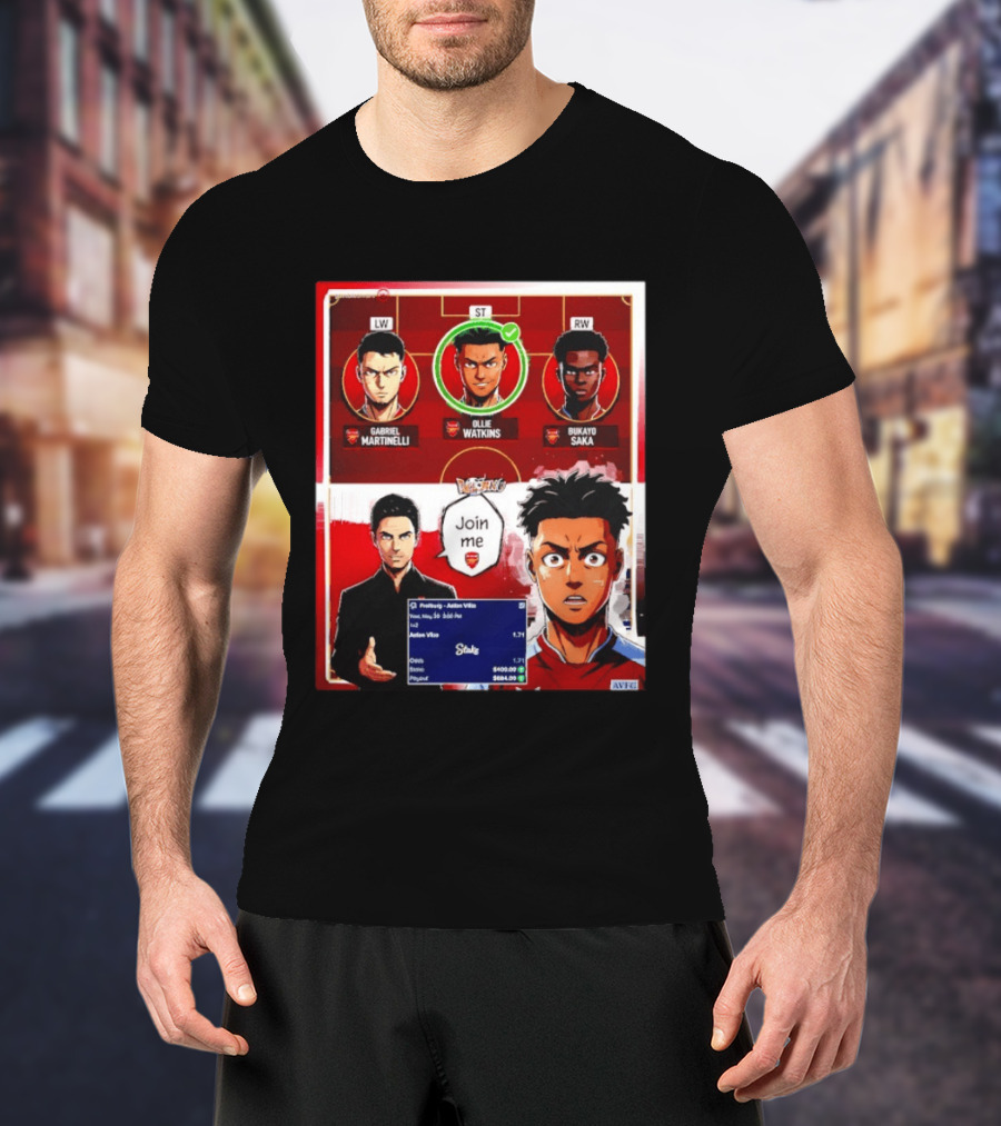 Gabriel Martinelli Ollie Watkins Bukayo Saka Join Me Arsenal Team Anime T-Shirt
