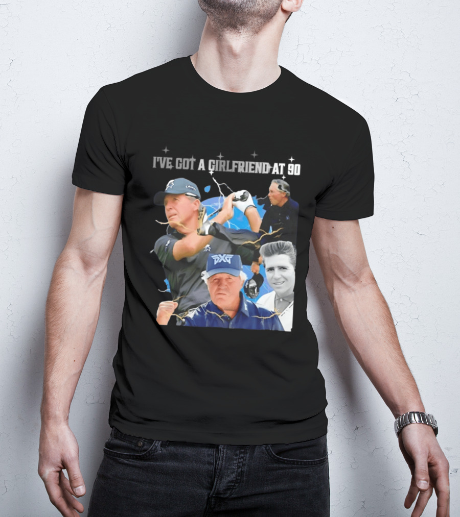 Gary Player I've Got A Girlfriend At 90 Golf Legend Photomontage T-Shirt
