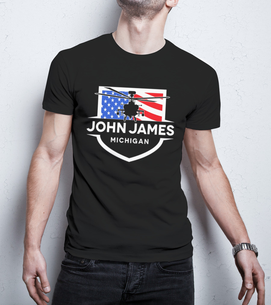 John James Michigan American Flag Helicopter T-Shirt