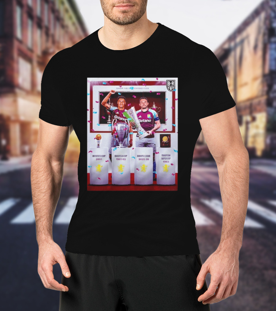 Aston Villa Football Club Europa League 2025 26 European Cup Winners T-Shirt