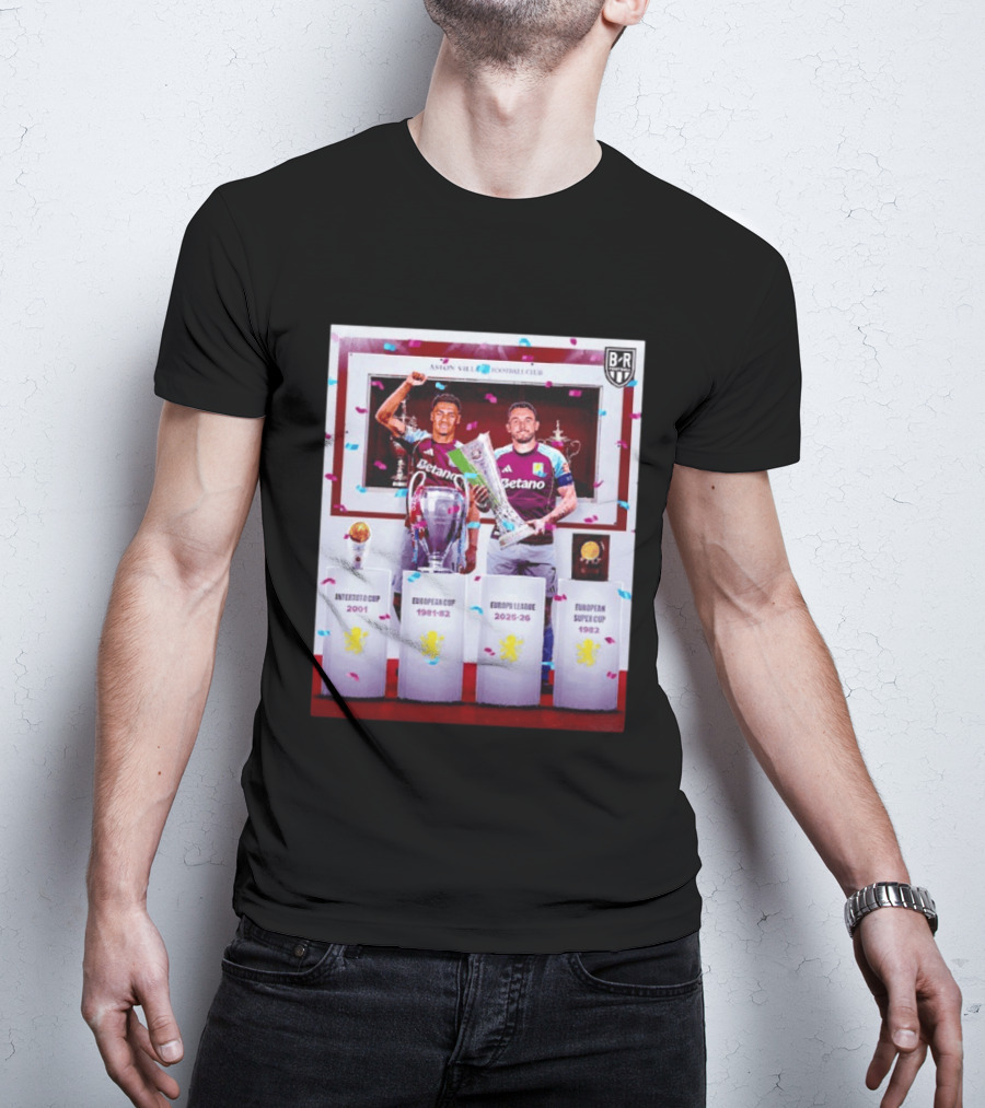 Aston Villa Football Club Europa League 2025 26 European Cup Winners T-Shirt