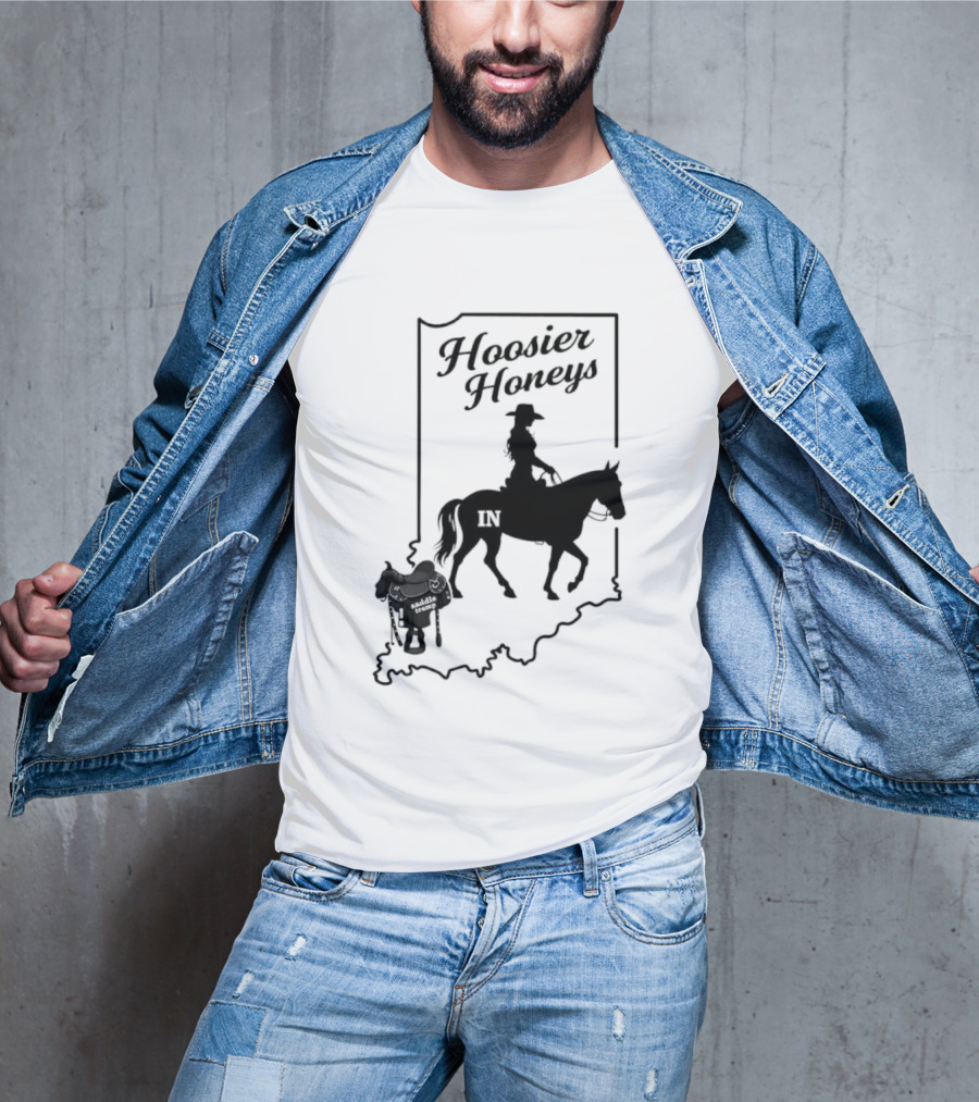 Hoosier Honeys Riding Silhouette With Saddle And Horse Inside Indiana T-Shirt