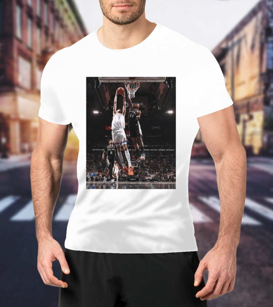 Spurs Devin Vassell Blocks Thunder Chet Holmgren NBA Basketball Moment T-Shirt