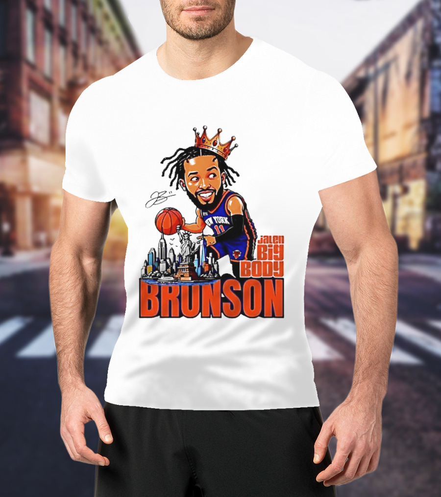 Jalen Brunson New York Knicks Big Body King 2026 Basketball Star With Crown And Skyline T-Shirt