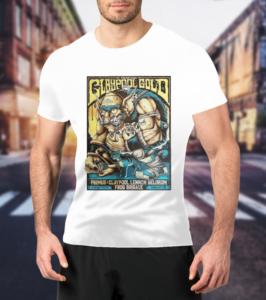 May 28 2026 Claypool Gold Primus Claypool Lennon Delirium Frog Brigade Starlight Theatre Kansas City MO T-Shirt