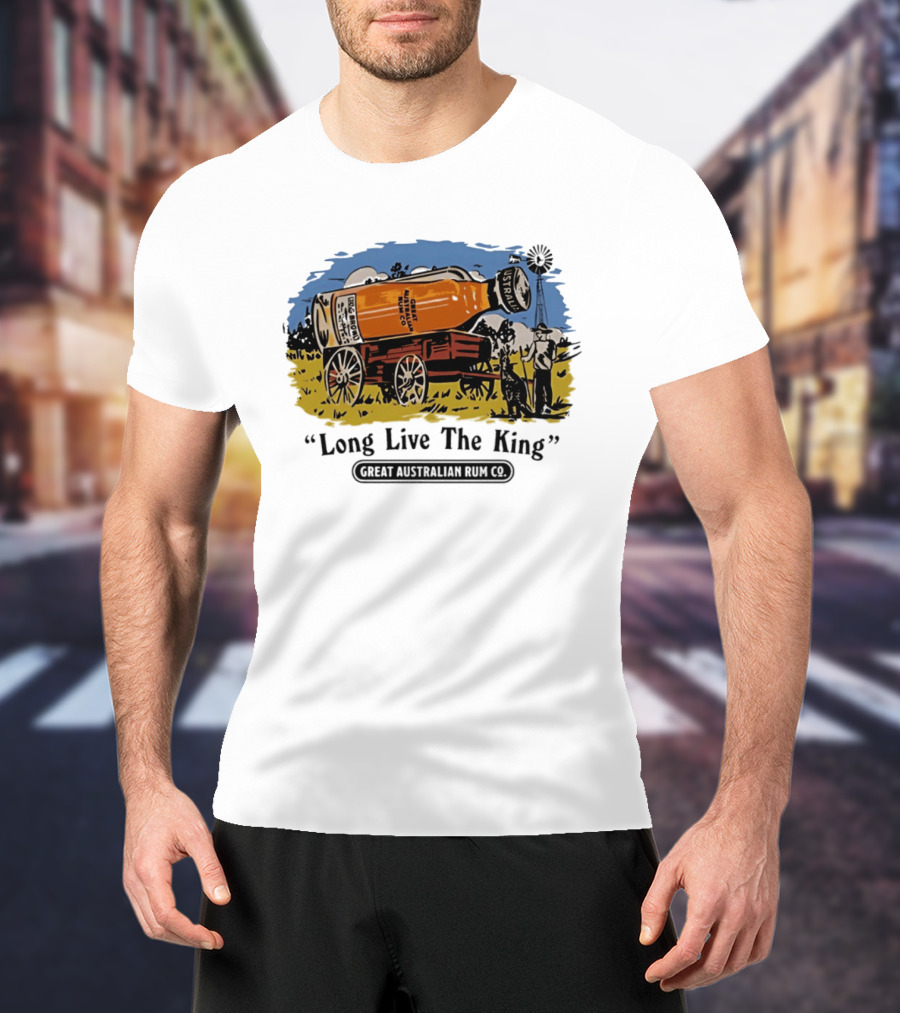 Long Live The King Great Australian Rum Co Vintage Wagon Scene T-Shirt