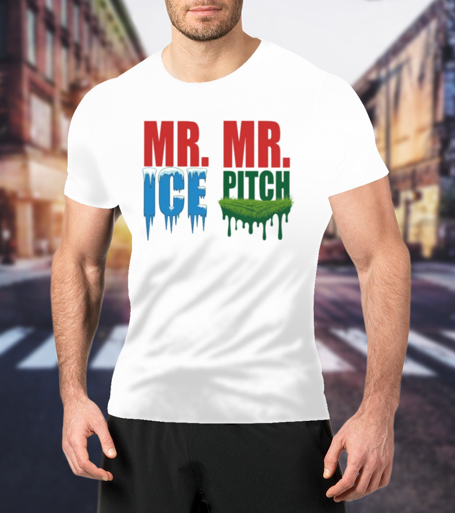 MR ICE MR PITCH Frosty Letters Green Grass Drips T-Shirt