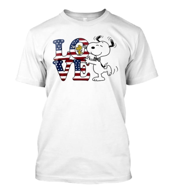 Peanuts Snoopy Love One Nation Under God American Flag 250 Years T-Shirt