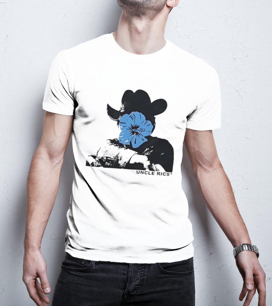 Andy Warhol Uncle Rics Blue Flower Cowboy Hat T-Shirt