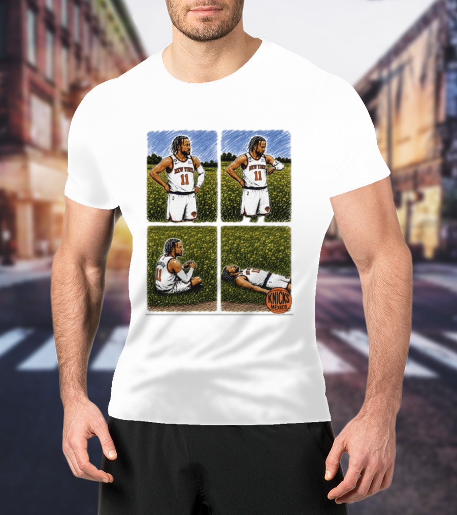 New York Knicks Jalen Brunson Whorled Tickseed Comic Knicks Mexico T-Shirt