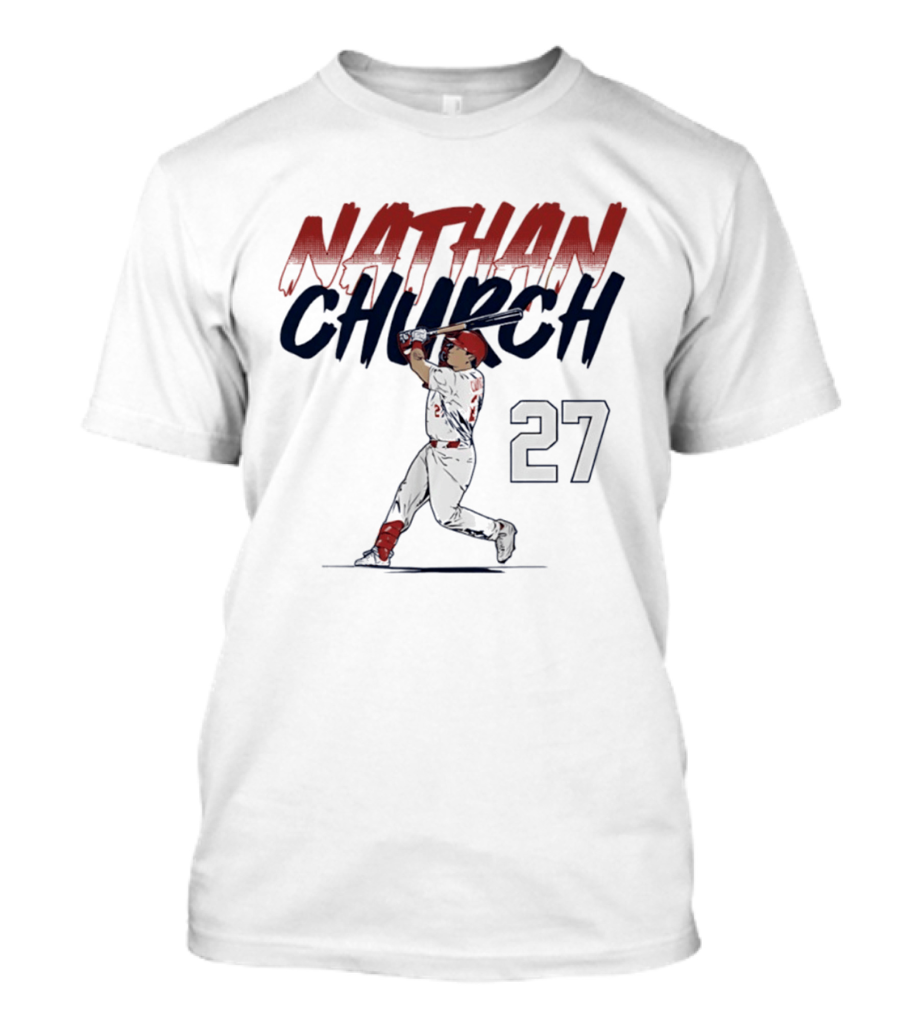 Nathan Church 27 St. Louis Baseball Slugger Swing T-Shirt