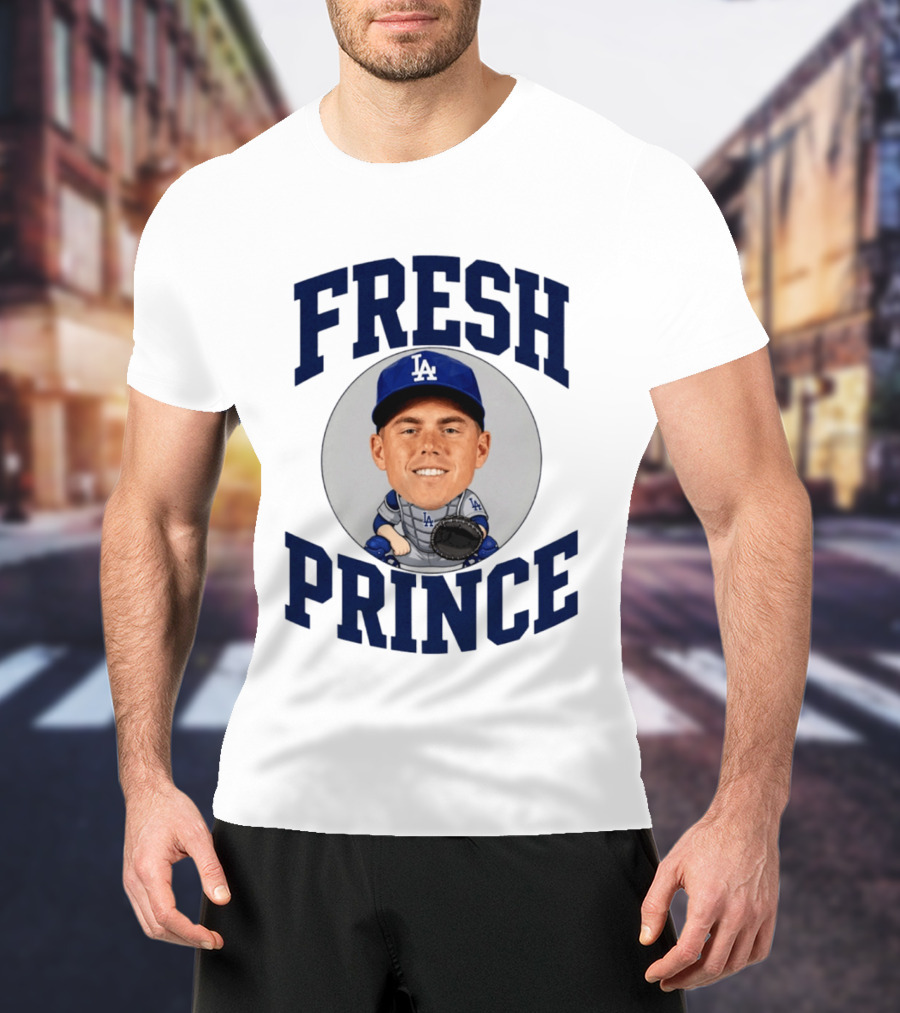 Fresh Prince Los Angeles Dodgers Baseball Player Caricature T-Shirt