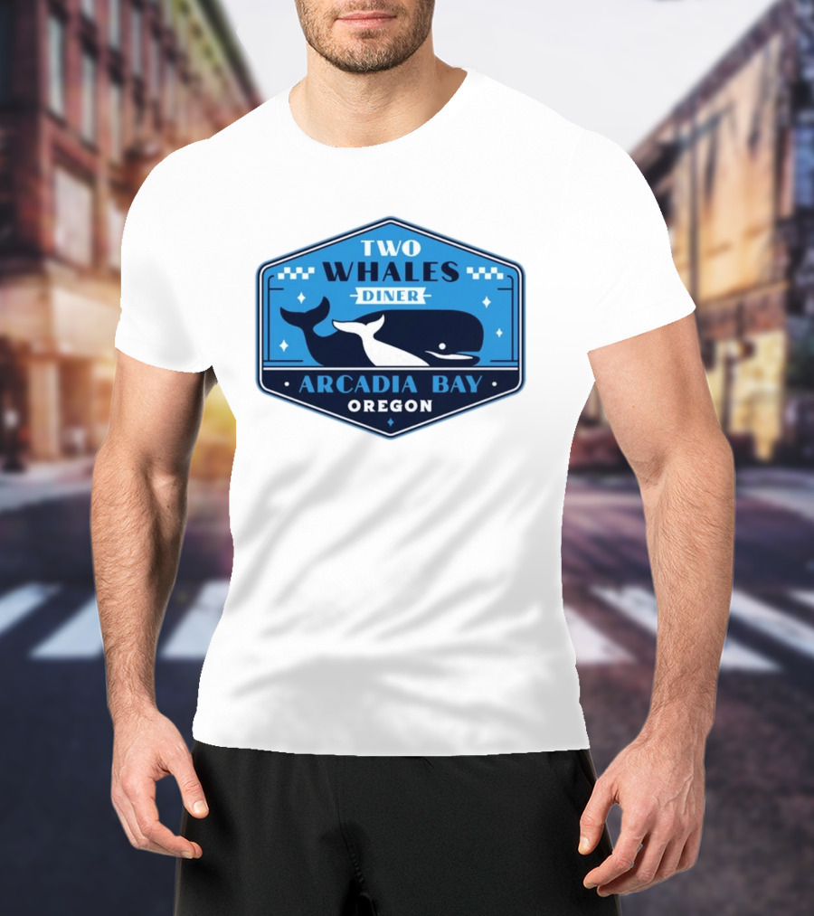 Two Whales Diner Arcadia Bay Oregon Crest T-Shirt