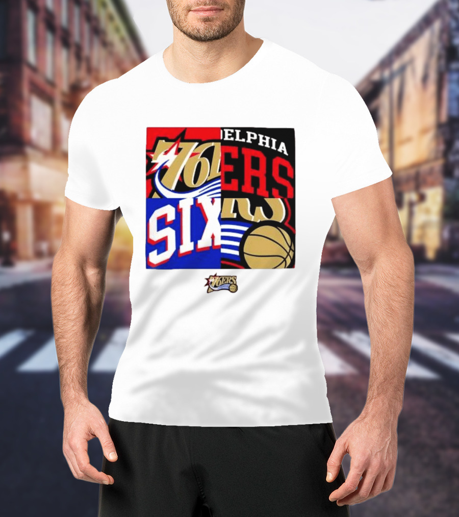 Philadelphia 76ers Vintage Block Logo Compilation NBA Basketball Fan Merch T-Shirt