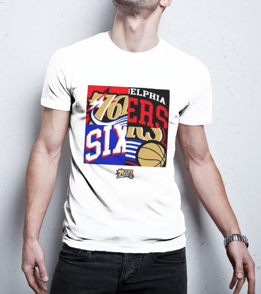 Philadelphia 76ers Vintage Block Logo Compilation NBA Basketball Fan Merch T-Shirt