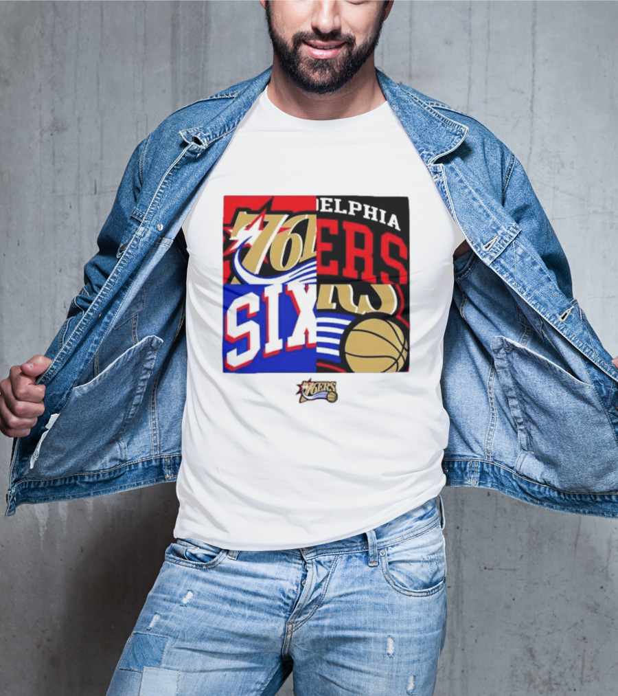 Philadelphia 76ers Vintage Block Logo Compilation NBA Basketball Fan Merch T-Shirt