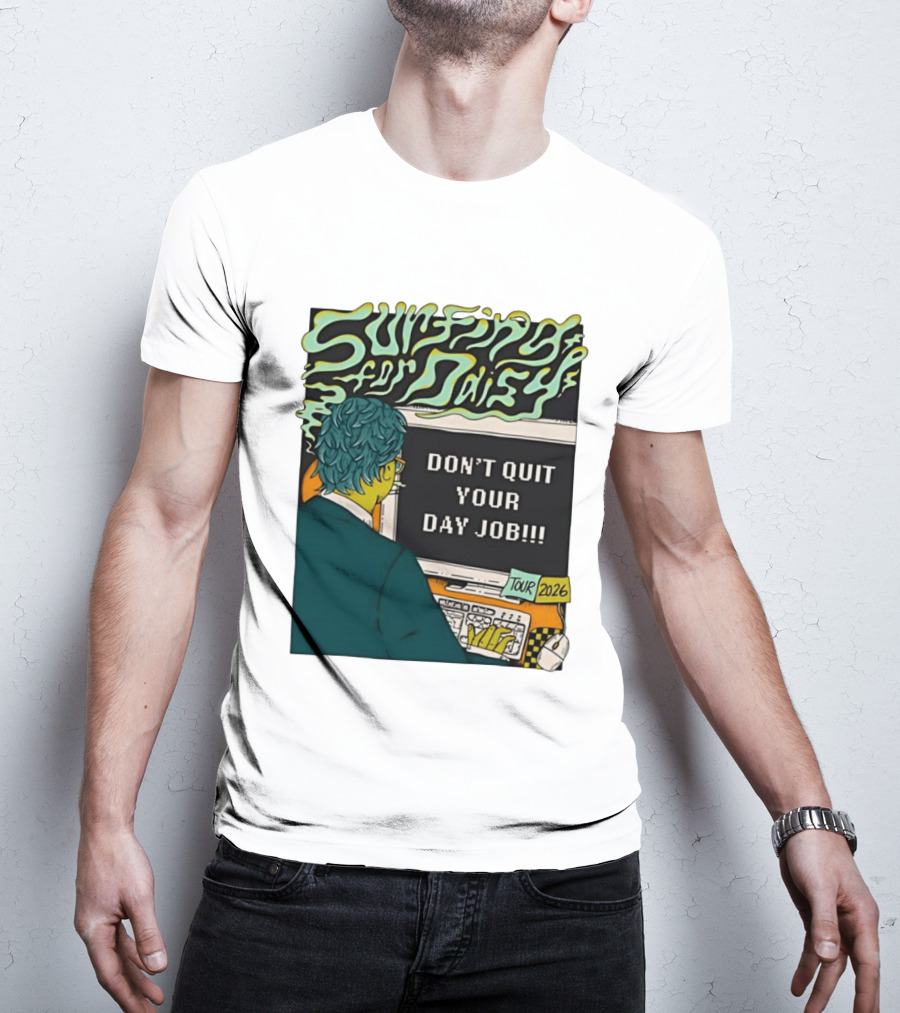 Surfing For Daisy Tour 2026 Don't Quit Your Day Job Retro Comic T-Shirt