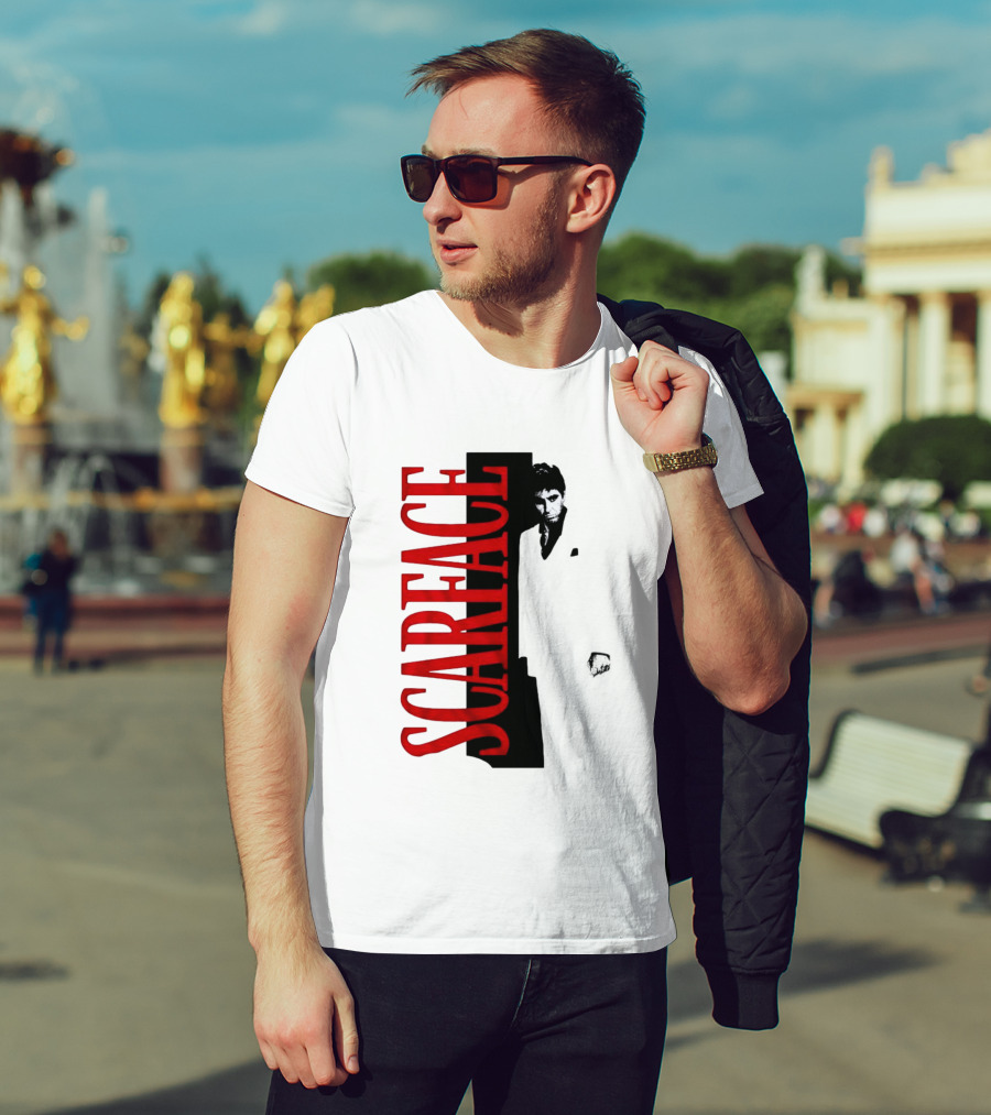 Tony Montana Scarface Movie Iconic Red Black T-Shirt