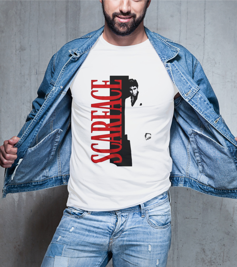 Tony Montana Scarface Movie Iconic Red Black T-Shirt