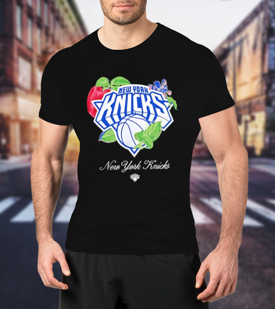 New York Knicks Lifestyle Capsule Floral Fruit Apple Basketball T-Shirt