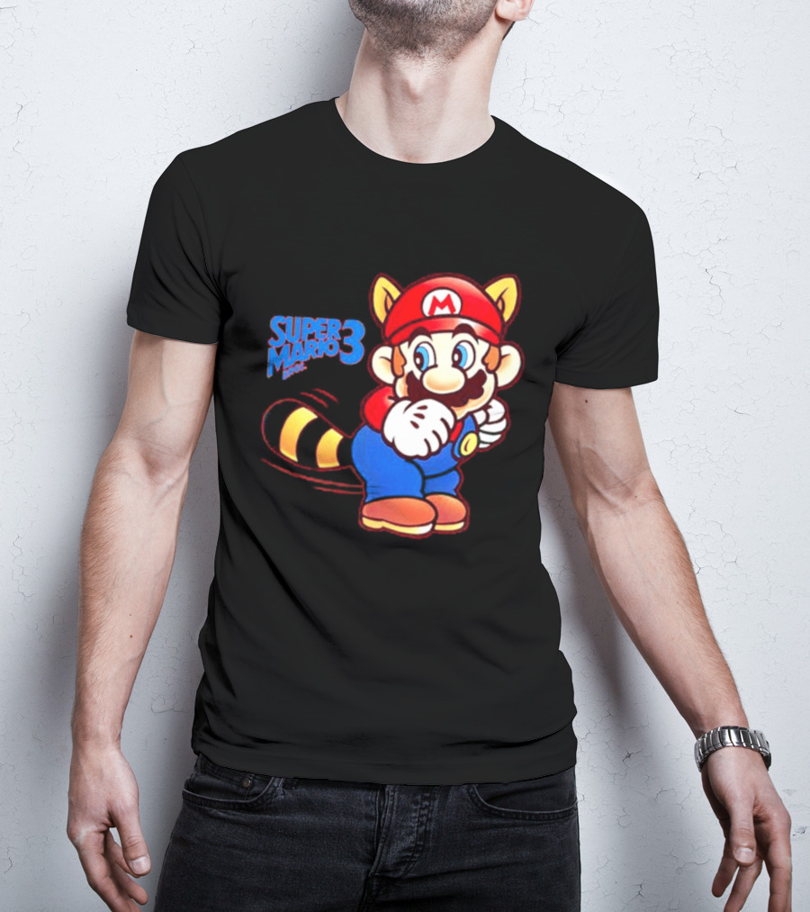 Super Mario Bros 3 Raccoon Mario Tail Whip Retro Game Nostalgia T-Shirt