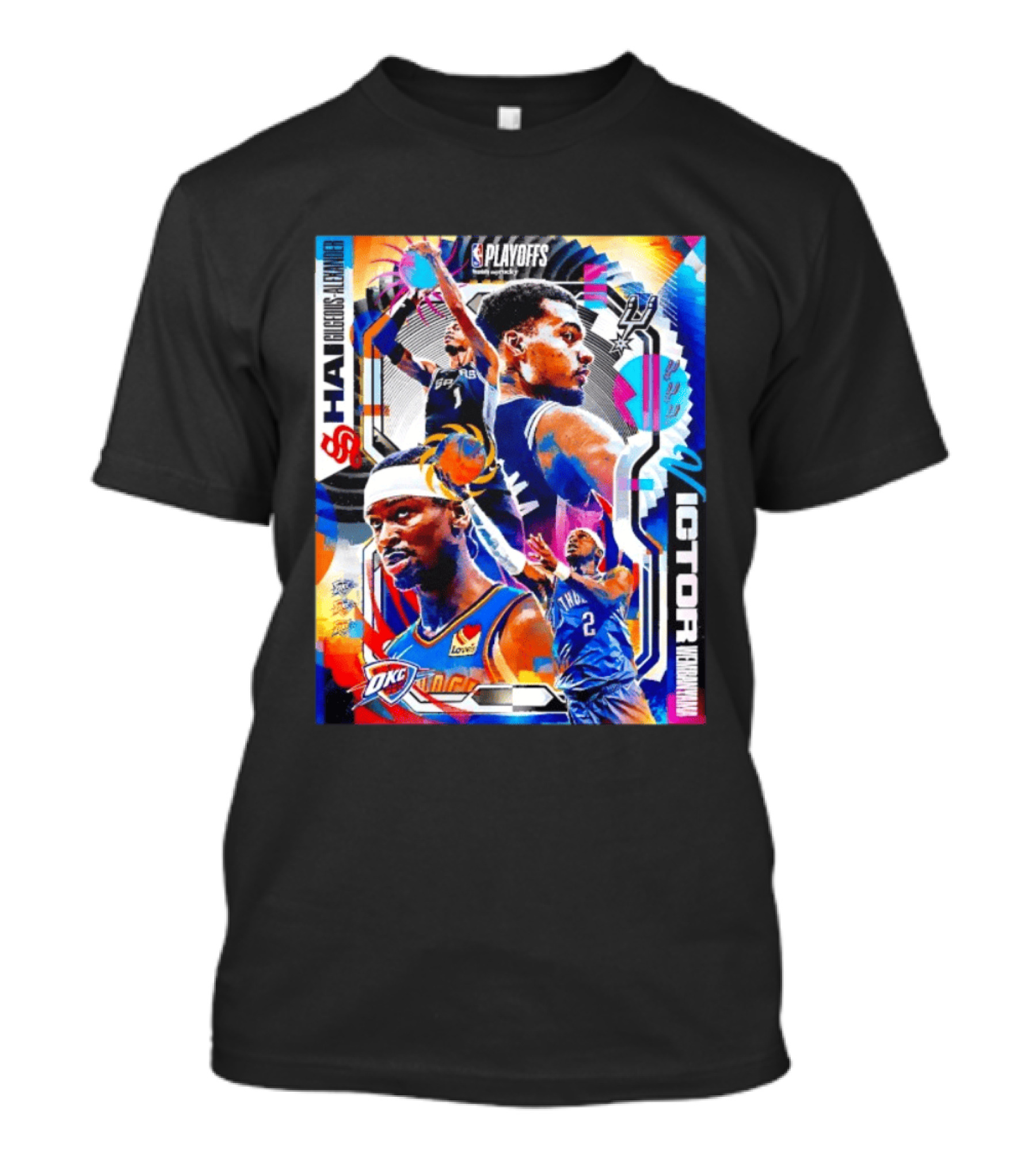 NBA Playoffs Shai Gilgeous Alexander OKC Thunder Victor Wembanyama Spurs Matchup T-Shirt
