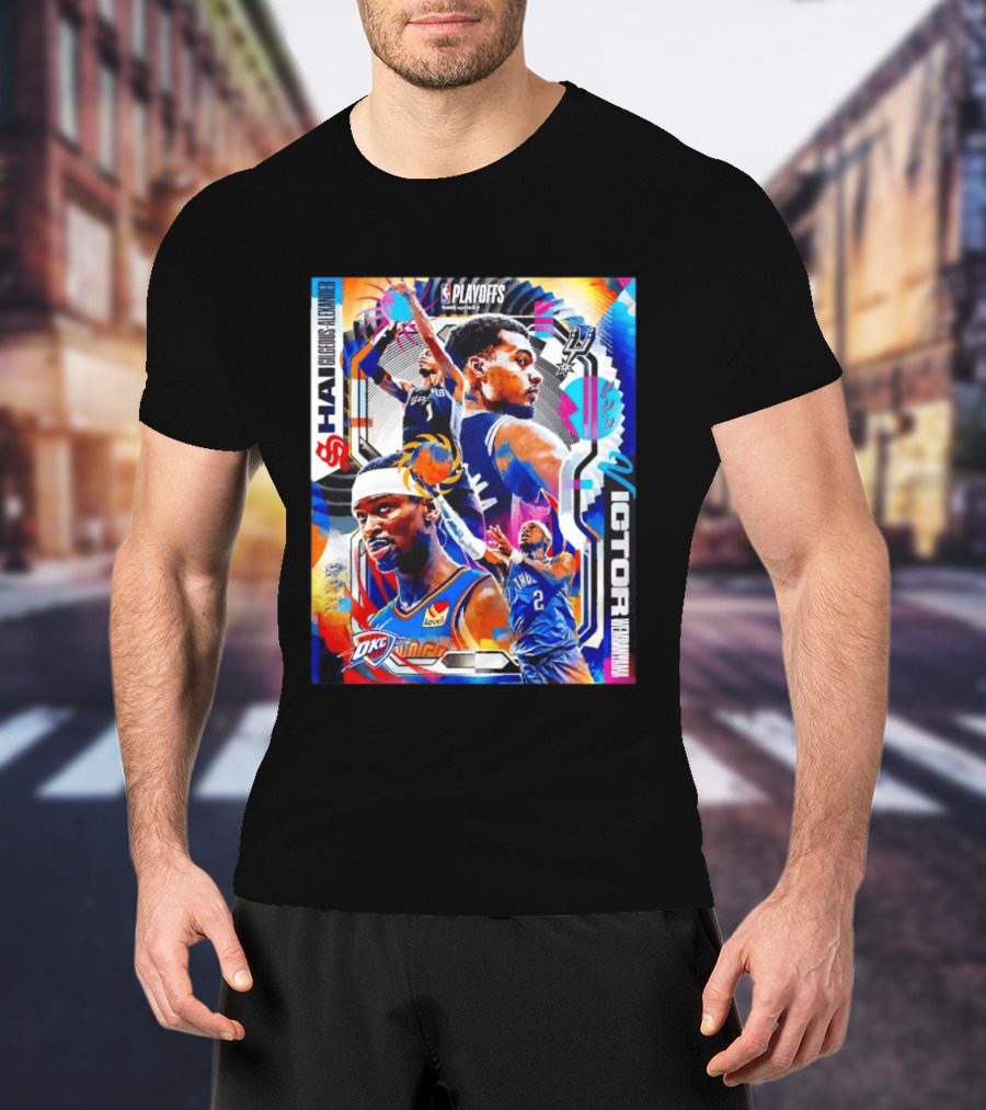 NBA Playoffs Shai Gilgeous Alexander OKC Thunder Victor Wembanyama Spurs Matchup T-Shirt