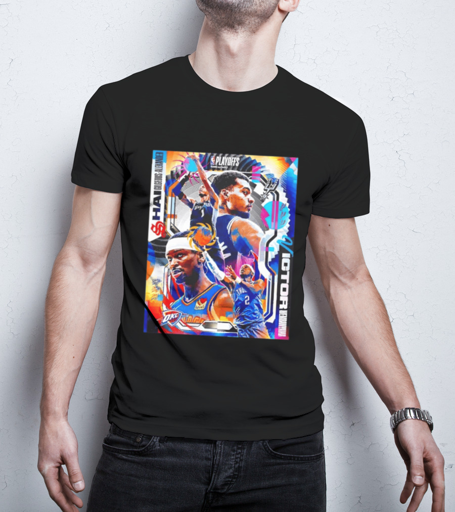 NBA Playoffs Shai Gilgeous Alexander OKC Thunder Victor Wembanyama Spurs Matchup T-Shirt
