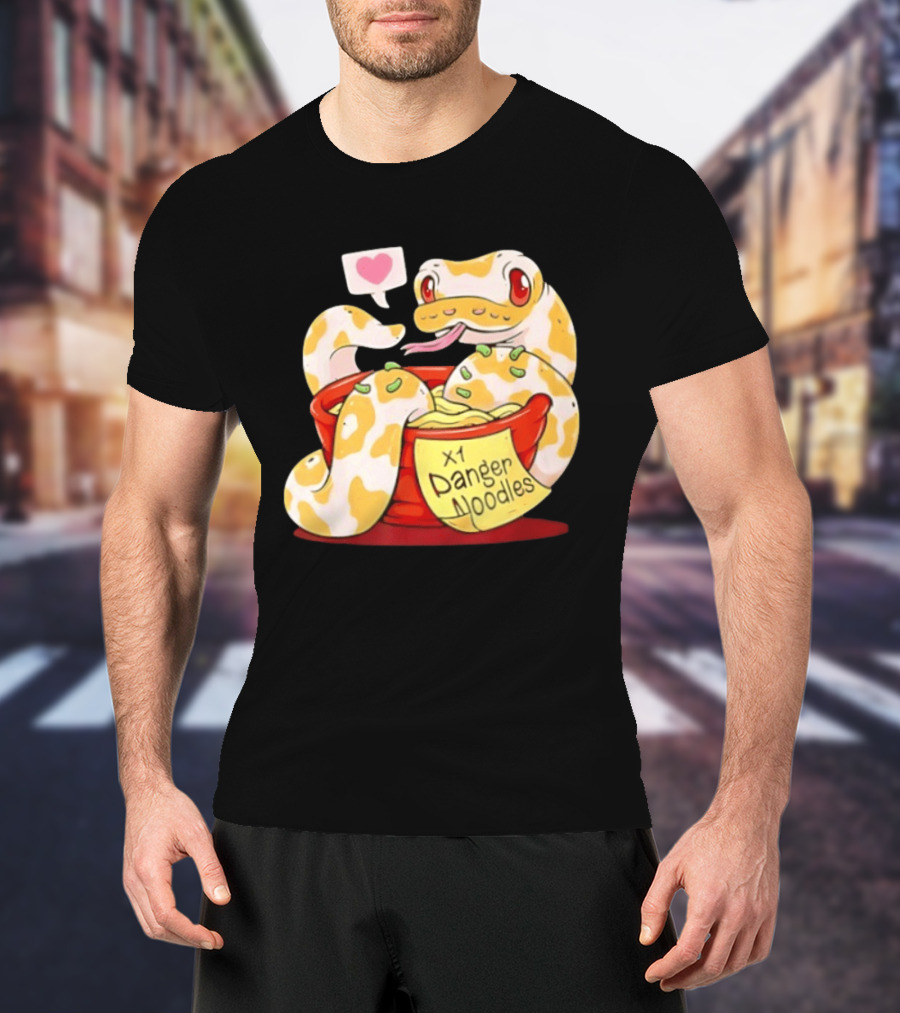 Snake Love X1 Danger Noodles Cartoon Cute Snake With Heart Speech Bubble T-Shirt