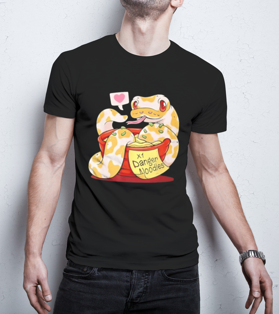 Snake Love X1 Danger Noodles Cartoon Cute Snake With Heart Speech Bubble T-Shirt