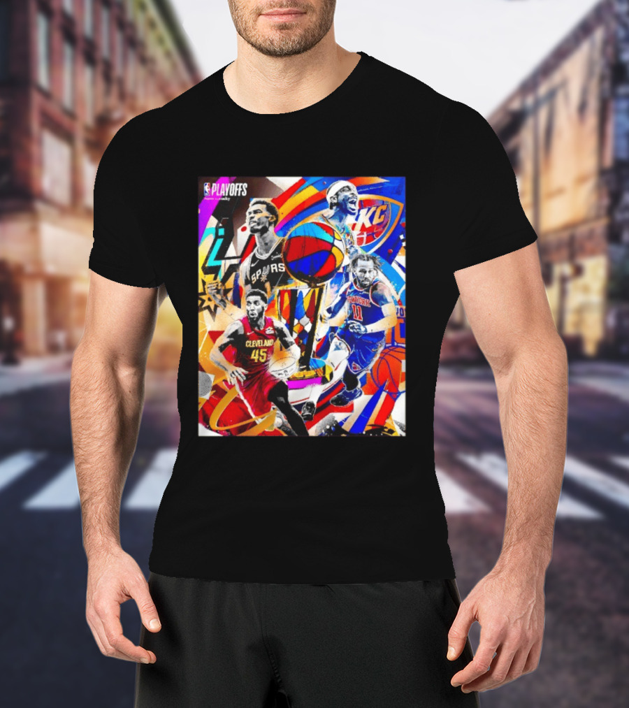 NBA Playoffs Spurs Thunder Cavaliers Knicks Star Players Wemby Alexander Brunson Mitchell T-Shirt