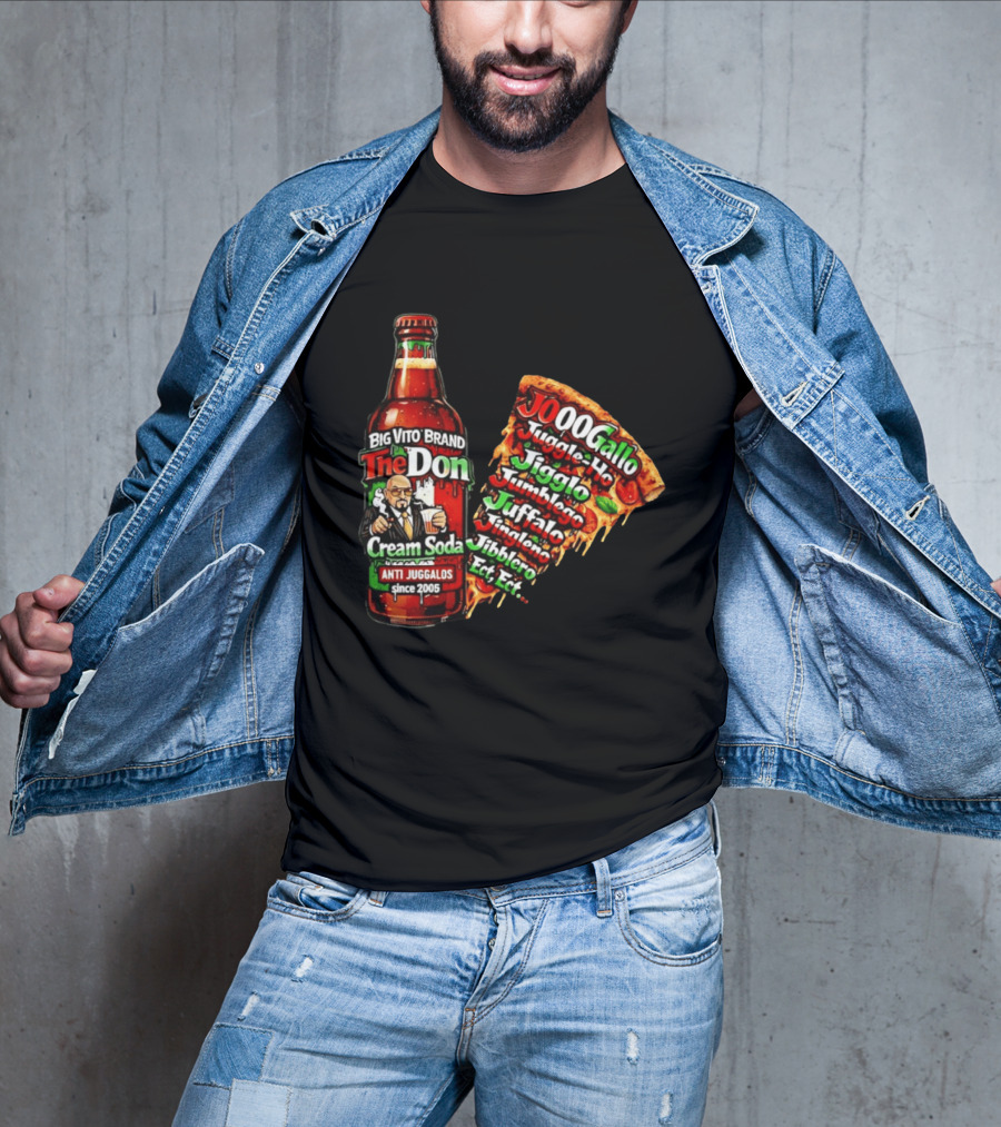 Big Vito Brand The Don Cream Soda Anti Juggalos Juggle Ho Jiggle Ho Pizza Slice 2005 T-Shirt
