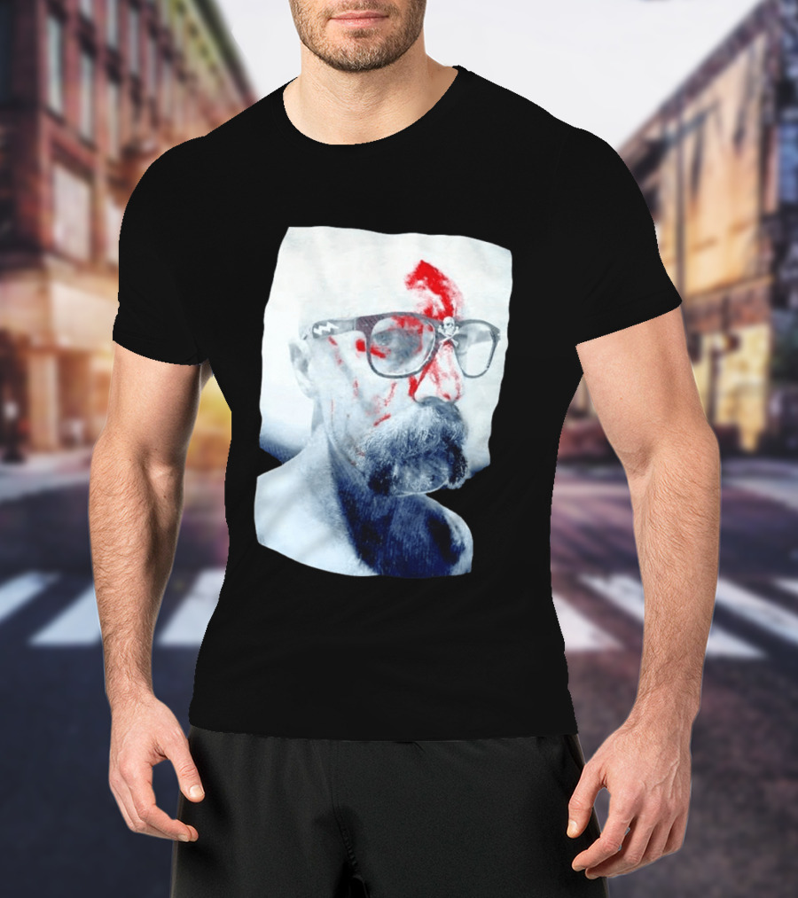 Bald Man With Bloody Beard And Skull Glasses T-Shirt