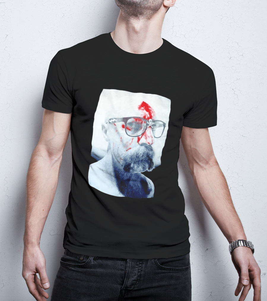 Bald Man With Bloody Beard And Skull Glasses T-Shirt